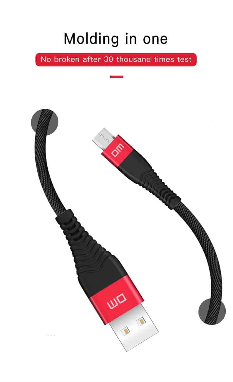 dm micro usb 2.4a 1.2m data sync and fast charging braided cable