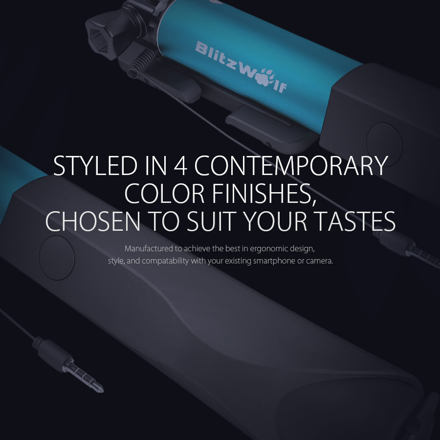 blitzwolf bw-ws1 mini extendable wired selfie stick monopod for smartphones gopro and action cameras