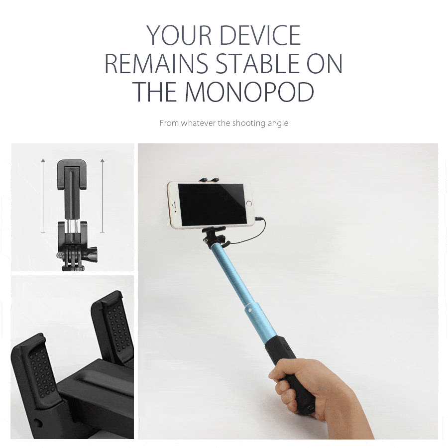 blitzwolf bw-ws1 mini extendable wired selfie stick monopod for smartphones gopro and action cameras