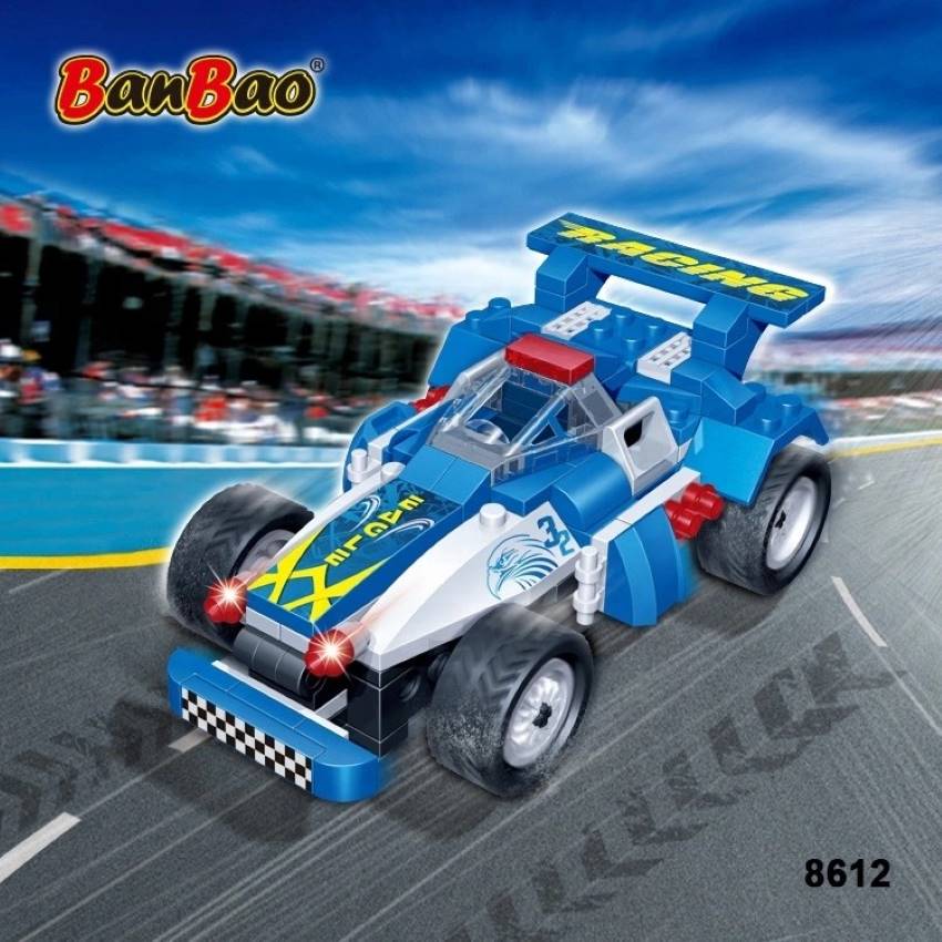 banbao 8612 turbo power eagle pull back action race car model building blocks diy educational set (125 pcs)