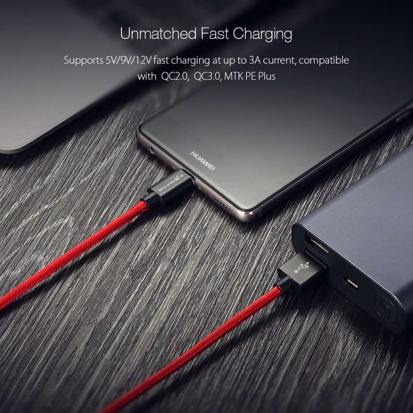 blitzwolf bw-tc2 type-c 3a 1.8m data sync and fast charging braided cable
