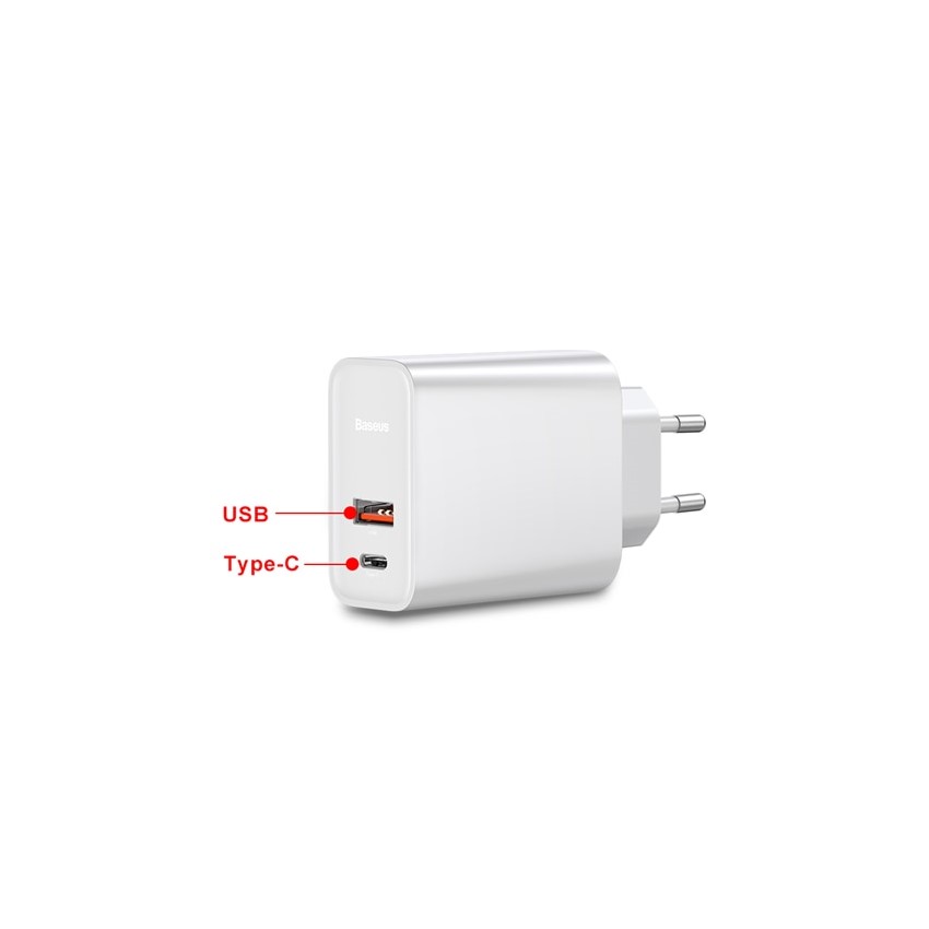 baseus bs-eu905 30w 5a quick charge 4.0 4.0 3.0 pd 3.0 dual port type-c and usb wall charger