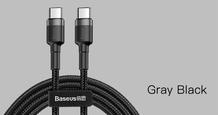 baseus cafule series type-c to type-c 60w 3a pd 2.0 qc 4.0 data sync and fast charging braided cable