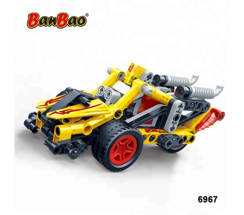 banbao 6967 gaoke free war hawk pullback action race car model building blocks diy educational set (108 pcs)