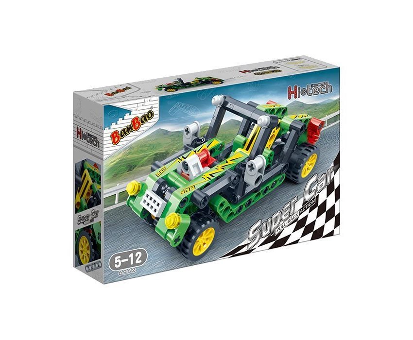 banbao 6962 gaoke light shadow cheetah pullback action race car model building blocks diy educational set (128 pcs)