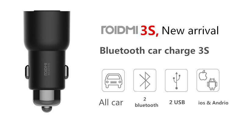 Xiaomi ROIDMI 3S Dual USB Bluetooth Music Car Charger for Mobile Phone