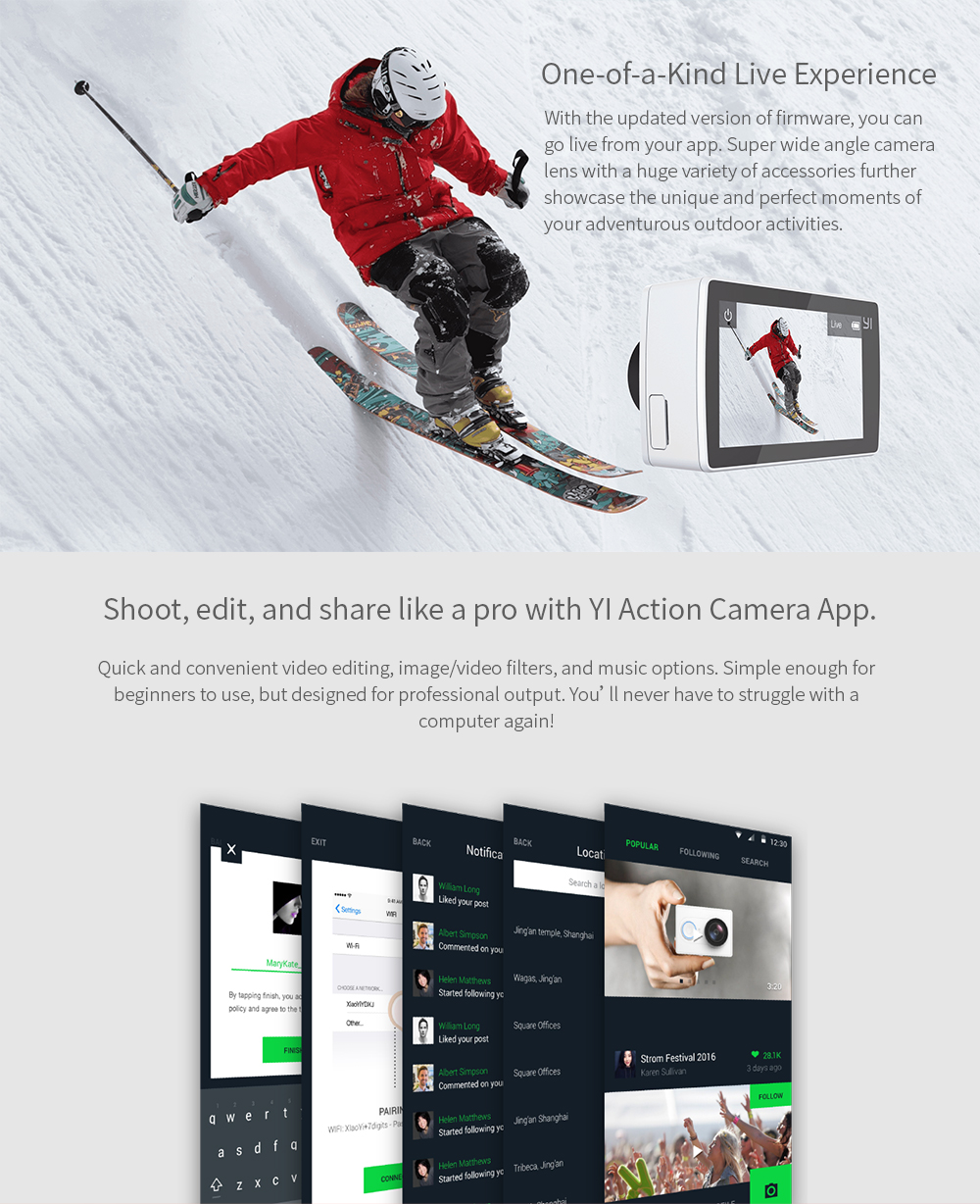 Xiaomi Yi 4K Action and Sports Camera with EIS (White)