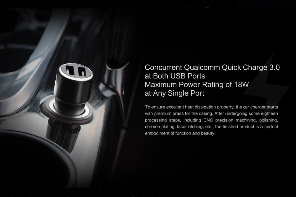Xiaomi ZMI Quick Charge 3.0 5V 3.6A 18W Dual USB Car Charger