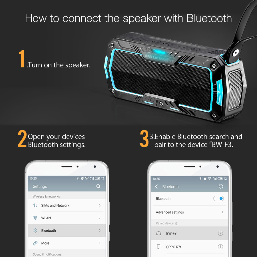 BlitzWolf BW-F3 IPX5 Water Resistant Dual 5W Outdooor Sports Bluetooth Speaker