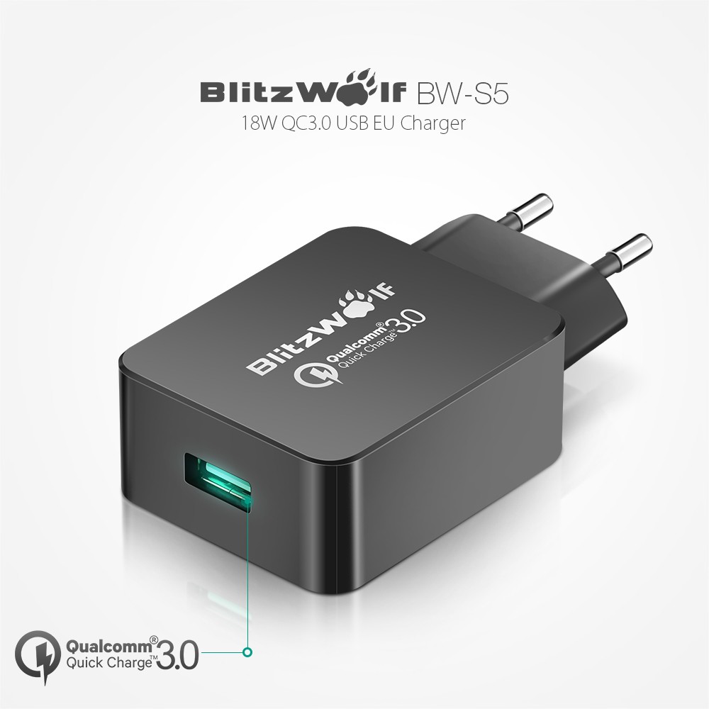 BlitzWolf BW-S5 Qualcomm Certified QC 3.0 3A 18W USB Wall Charger