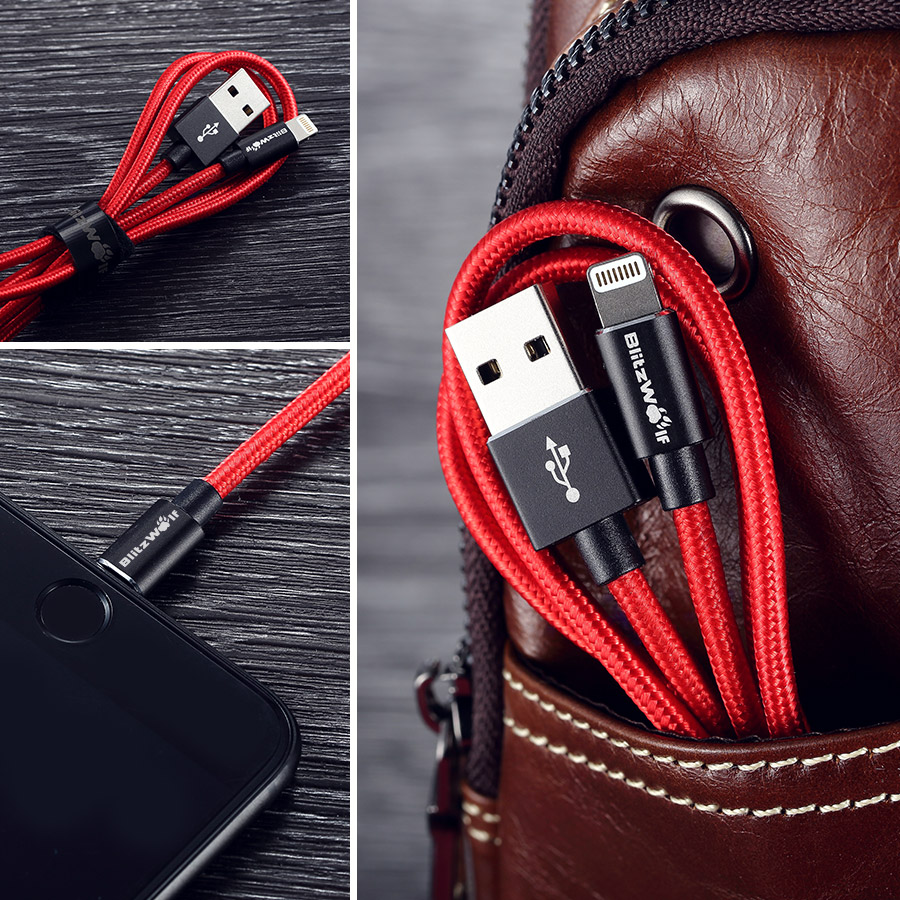 BlitzWolf BWMF5 MFI Certified Lightning 2.4A 1m Braided Sync & Charge Cable