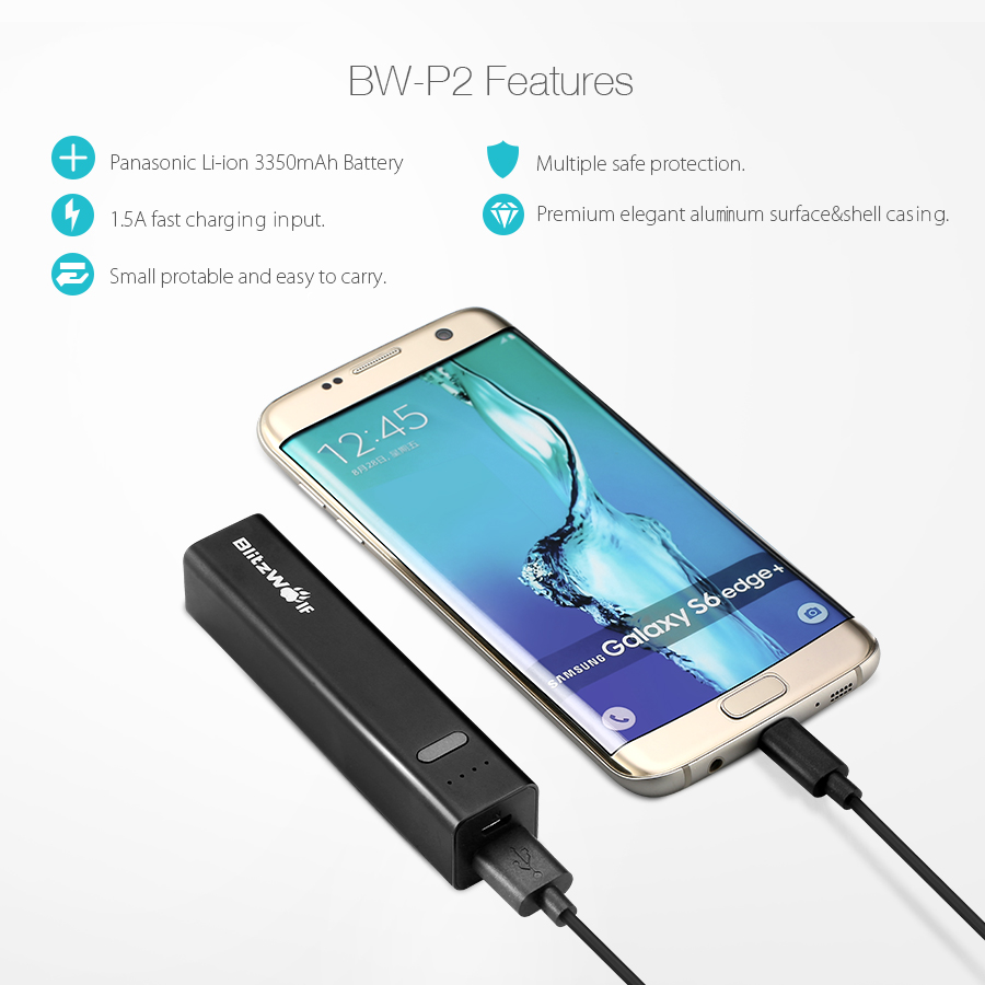 blitzwolf bw-p2 3350mah fast charging mini power bank