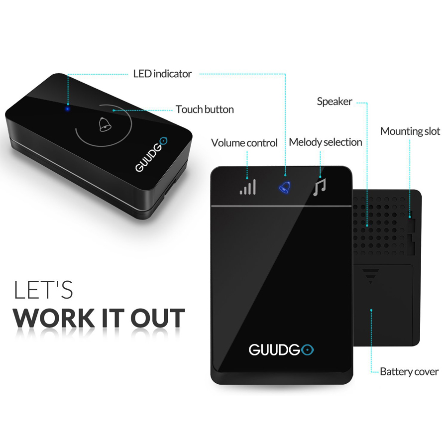 guudgo gd-md01 waterproof wireless touch music doorbell