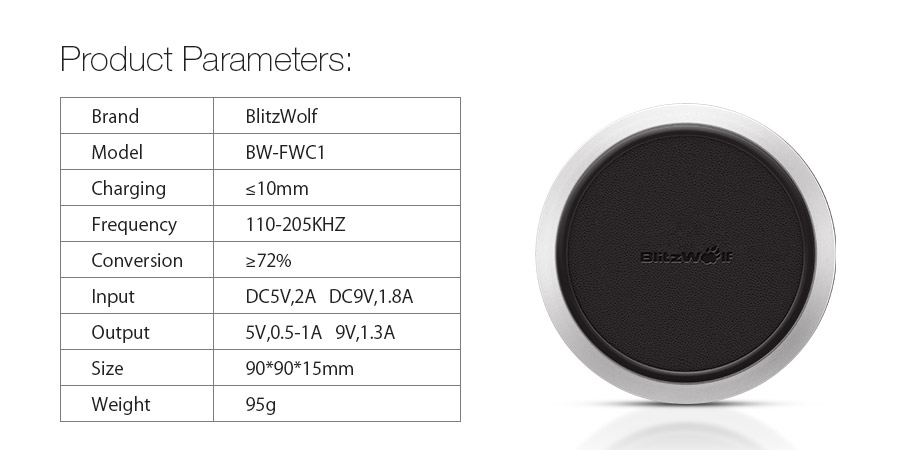 blitzwolf bw-fwc1 qc 2.0 10w wireless fast charger