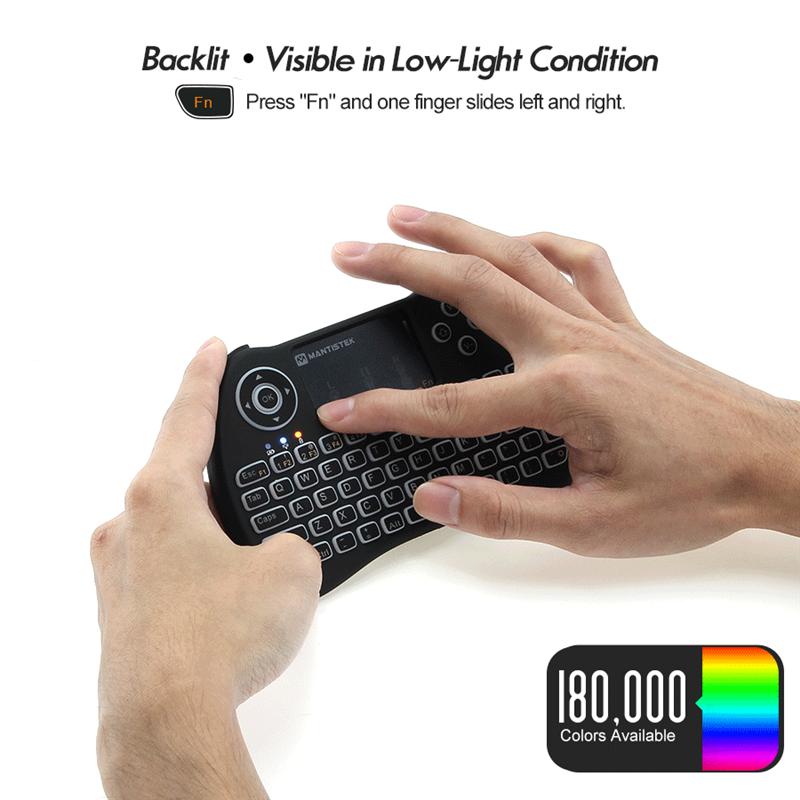 mantistek mk2 multicolor backlit wireless mini keyboard with mouse touchpad