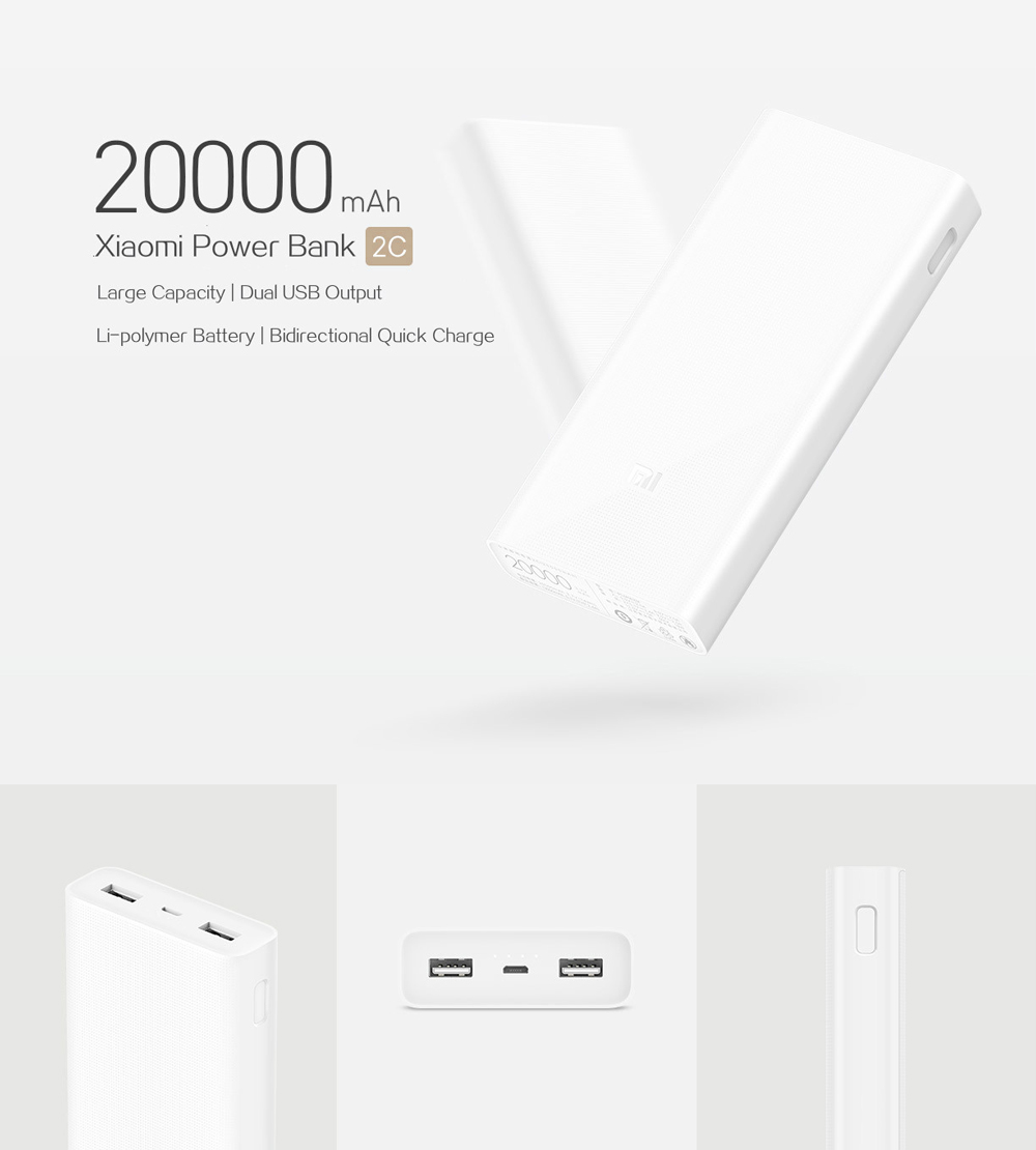xiaomi mi power bank 20000mah 2c quick charge 3.0
