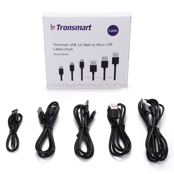 tronsmart ts-mup2 micro usb fast charging and sync cables 3x1.8m (3-pack)