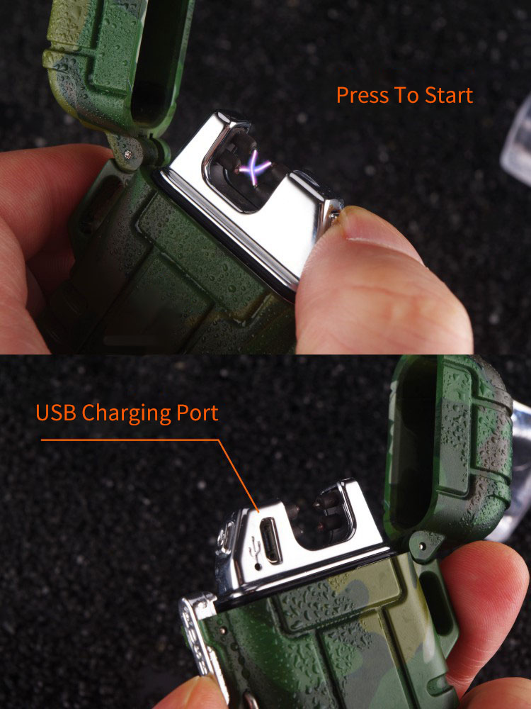 usb rechargeable waterproof electronic double arc lighter