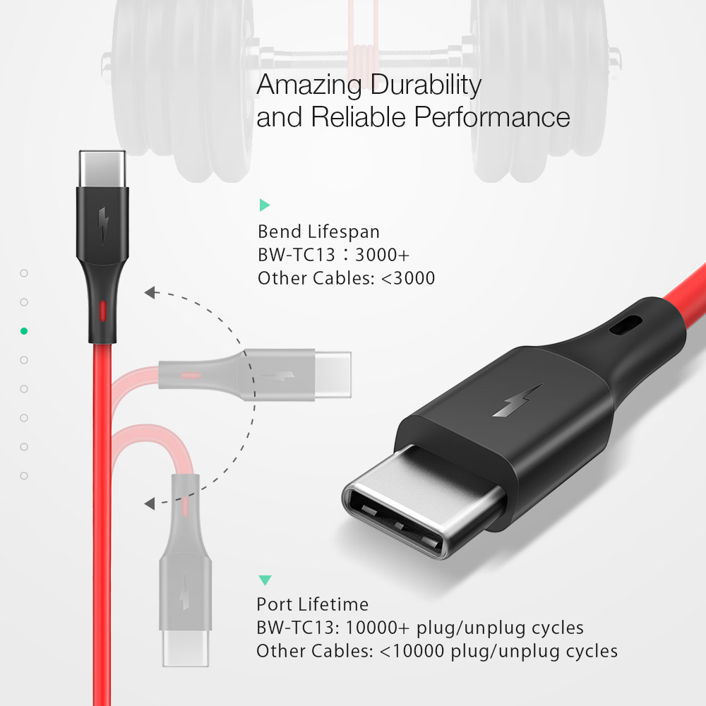 blitzwolf bw-tc13 type-c 3a 0.3m quick charge 3.0 sync and charge cable