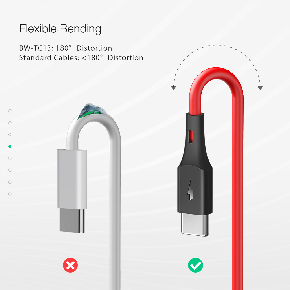 blitzwolf bw-tc13 type-c 3a 0.3m quick charge 3.0 sync and charge cable