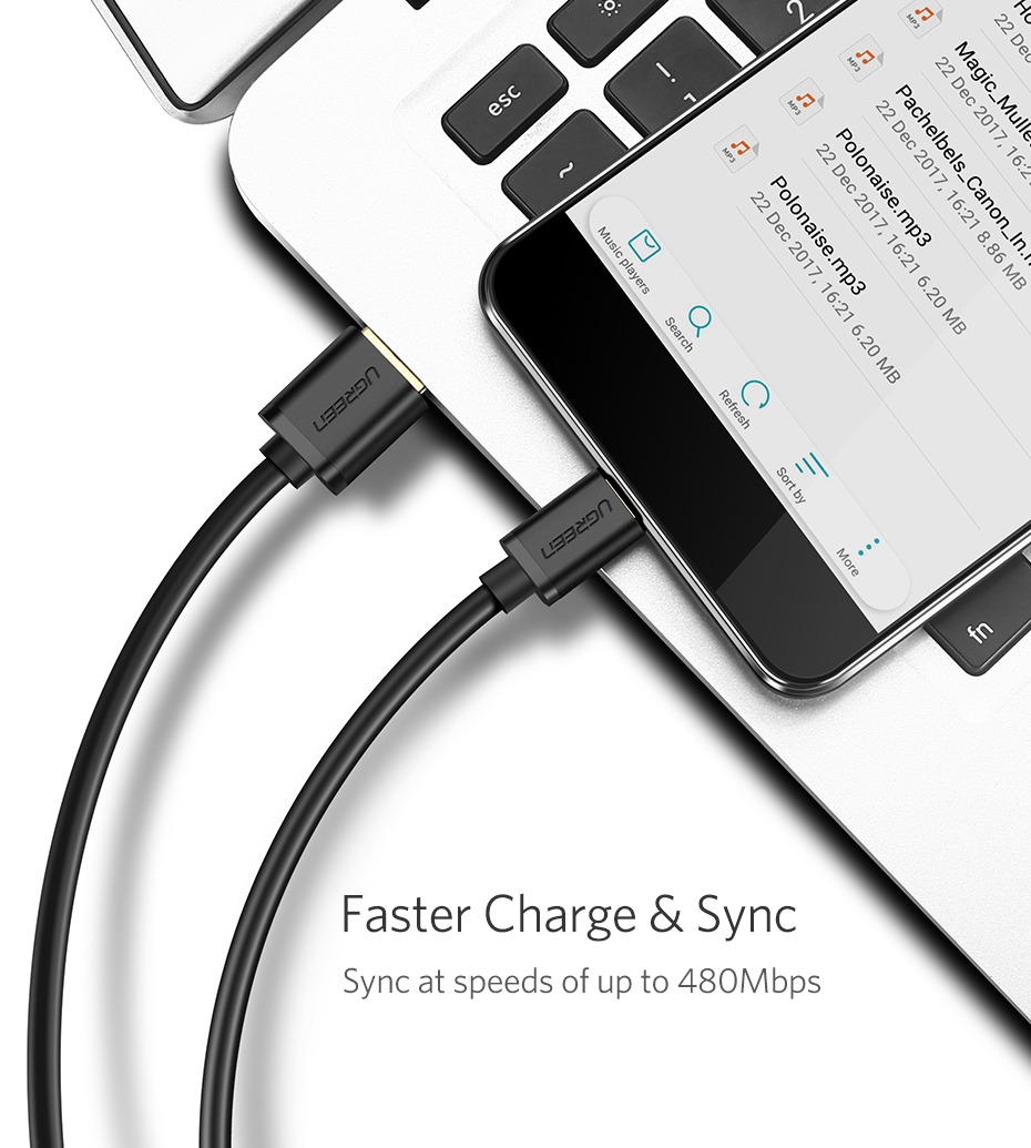ugreen us125 24k gold plated micro usb 2.4a 2m quick charge 3.0 sync and fast charging cable