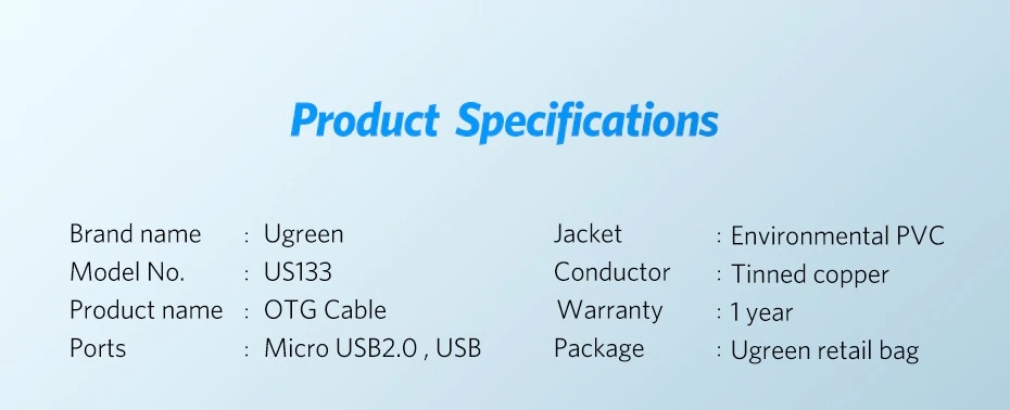 ugreen us133 hi-speed micro usb otg adapter 0.1m flat cable