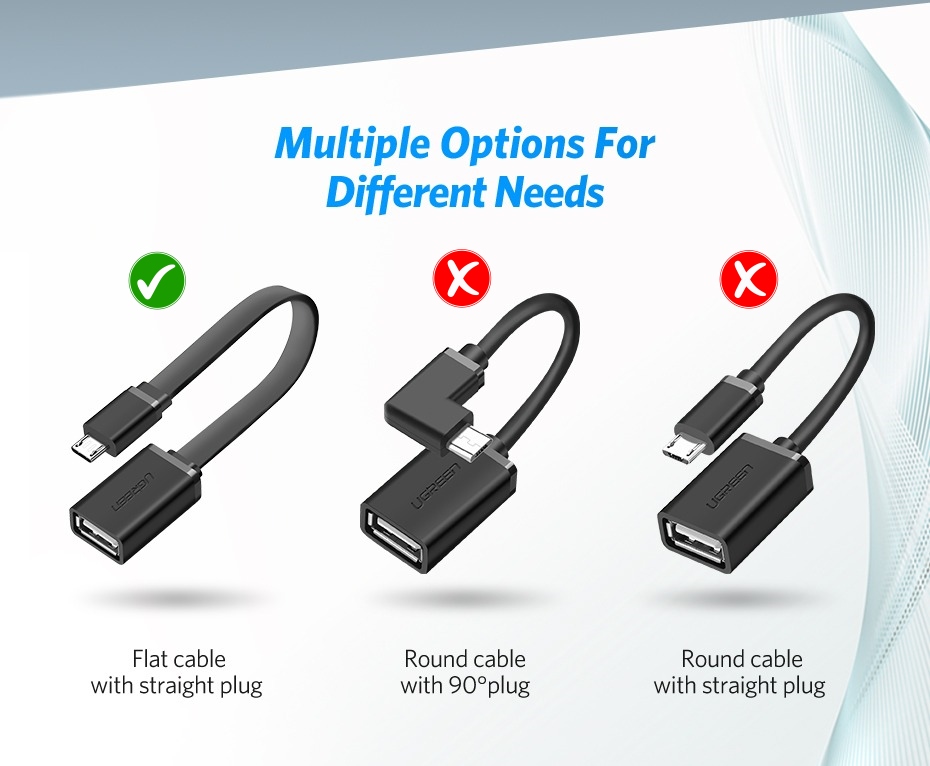 ugreen us133 hi-speed micro usb otg adapter 0.1m flat cable