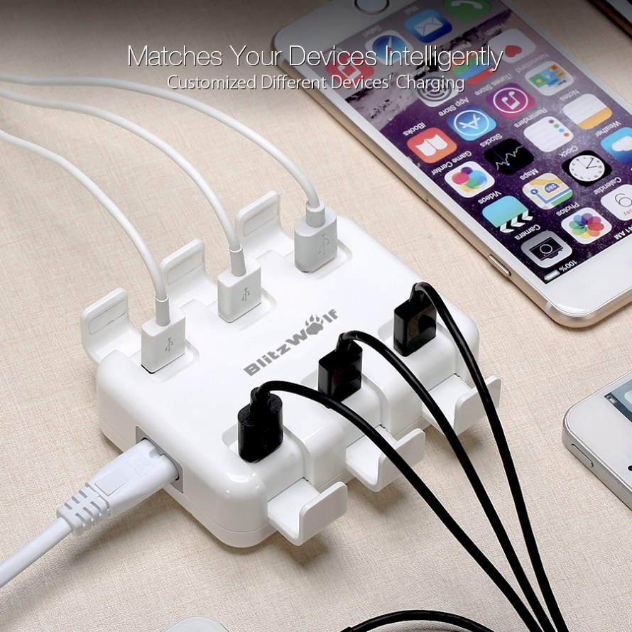 blitzwolf bw-s4 50w 6-ports smart desktop charger