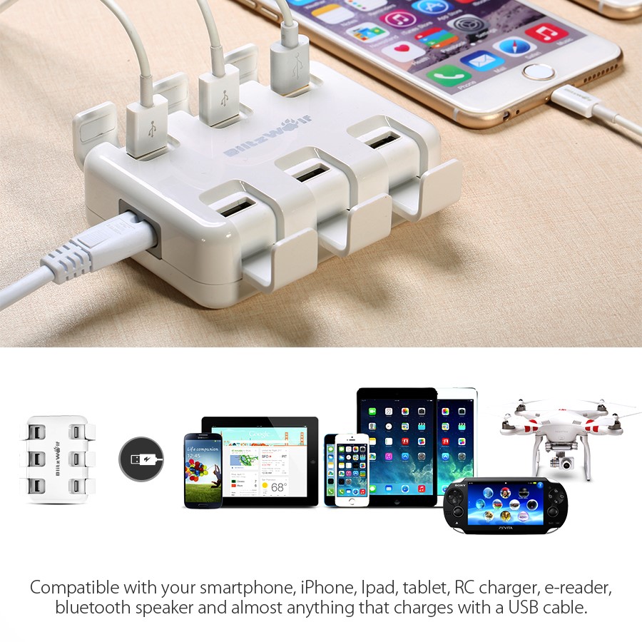 blitzwolf bw-s4 50w 6-ports smart desktop charger