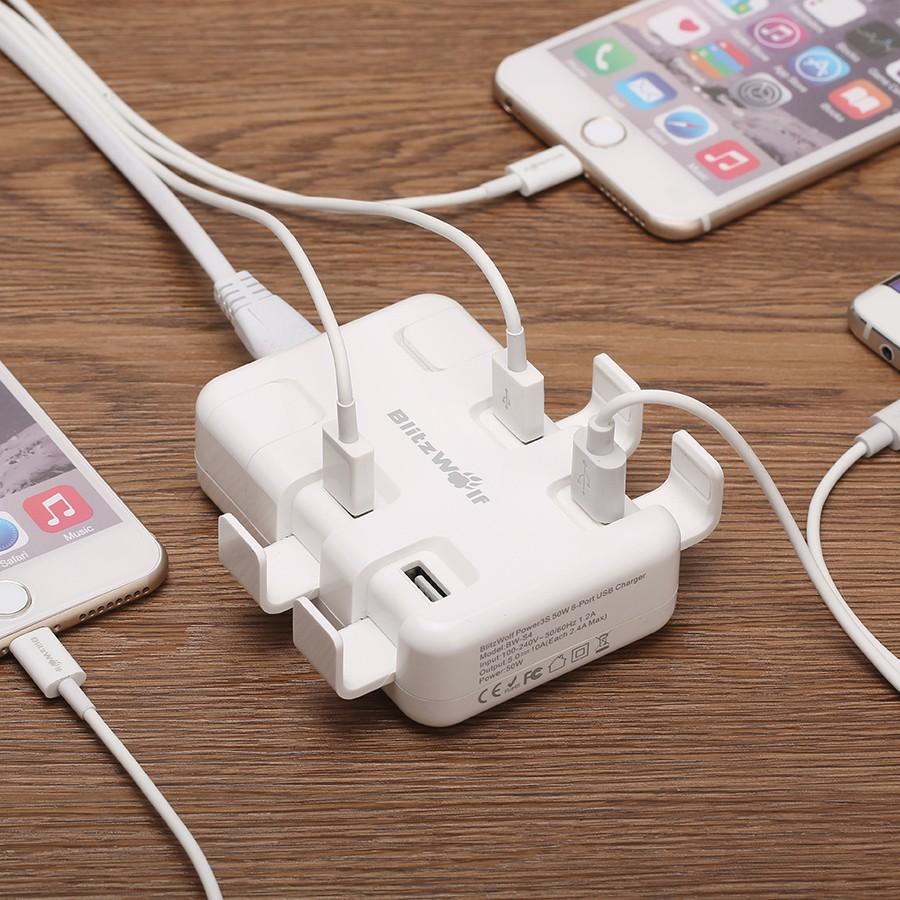 blitzwolf bw-s4 50w 6-ports smart desktop charger