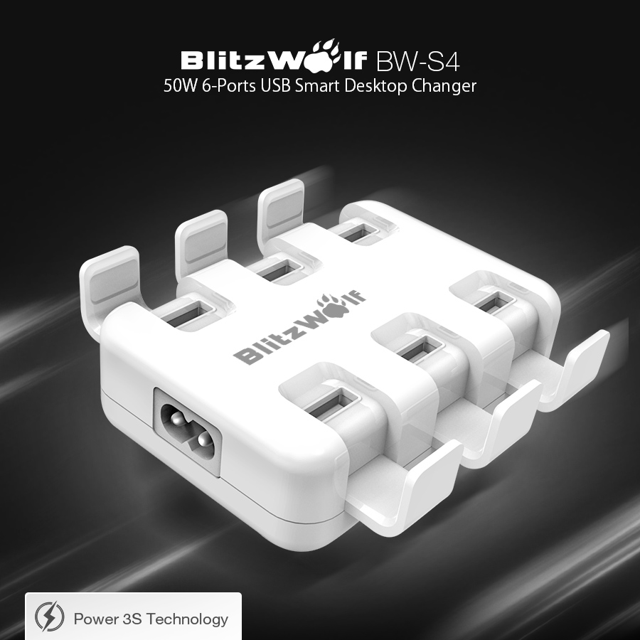 blitzwolf bw-s4 50w 6-ports smart desktop charger