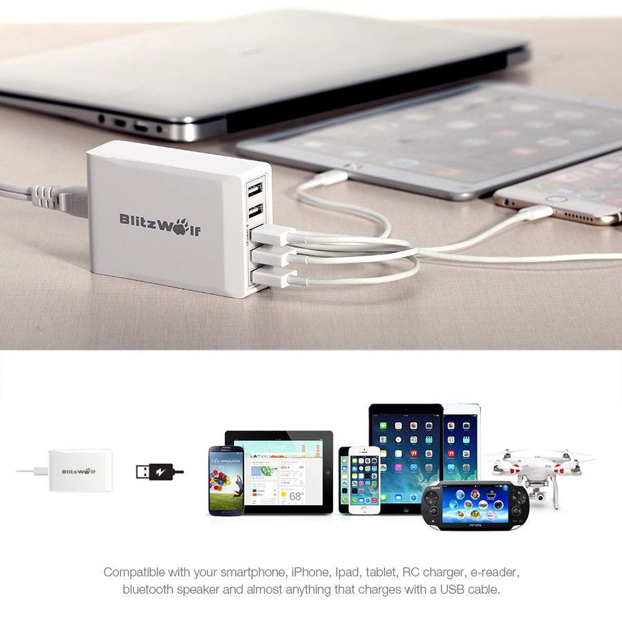 blitzwolf bw-s1 40w 5-ports smart desktop charger