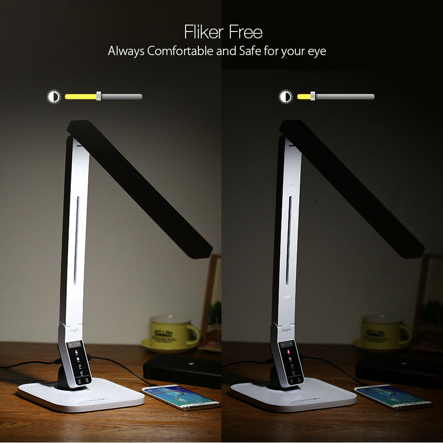 blitzwolf bw-lt1 eye protection smart dimmable led desk lamp with 2.1a usb charging port