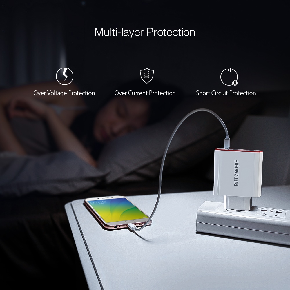 blitzwolf bw-pl3 36w dual port qc 3.0 usb charger with power3s tech