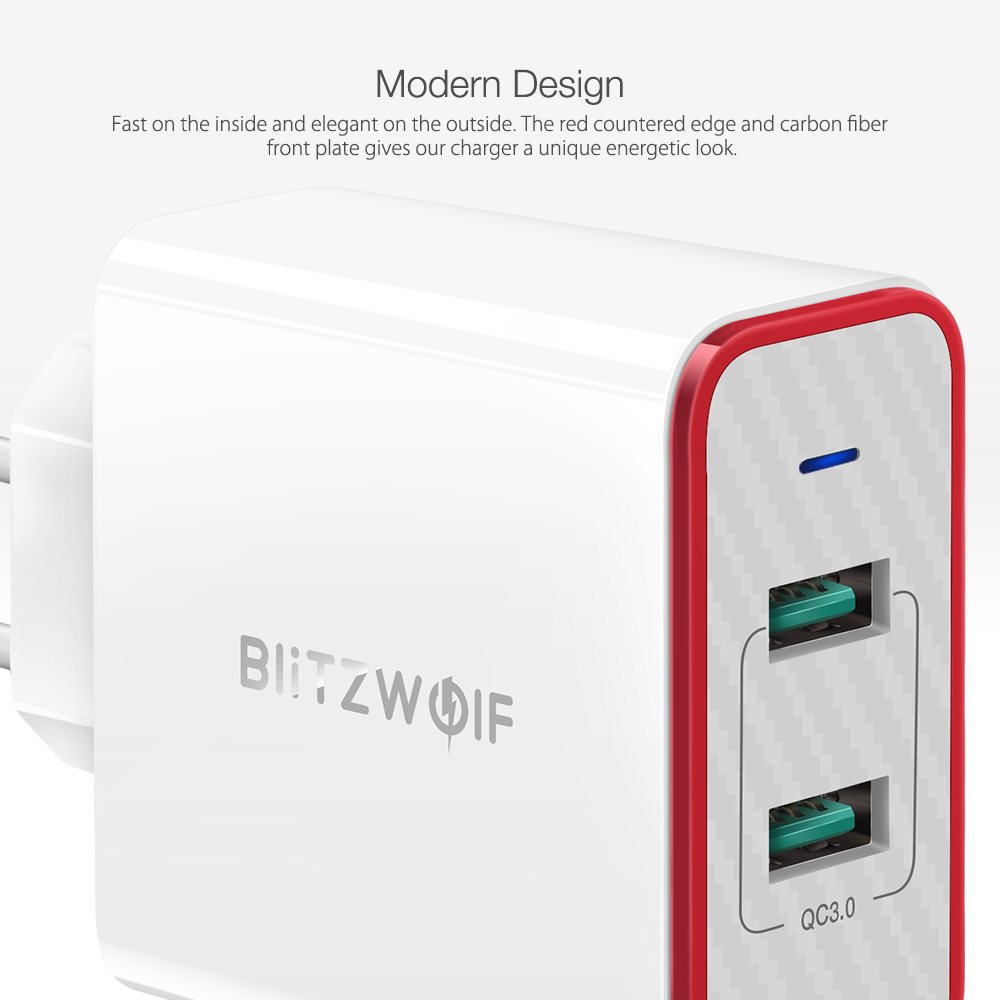 blitzwolf bw-pl3 36w dual port qc 3.0 usb charger with power3s tech