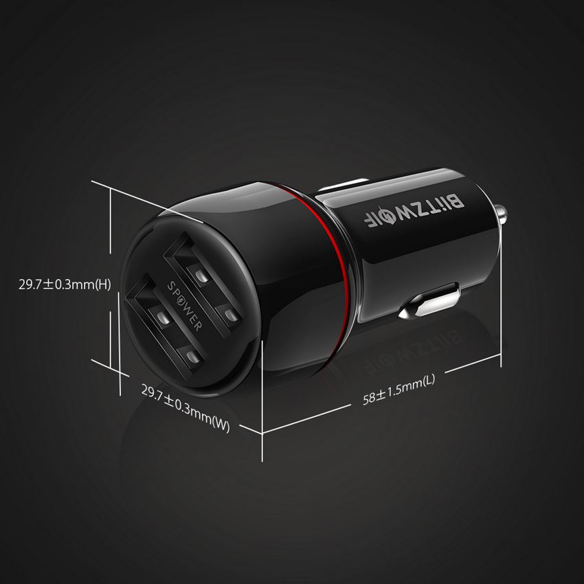 blitzwolf bw-sd1 24w dual port usb car charger with power3s tech