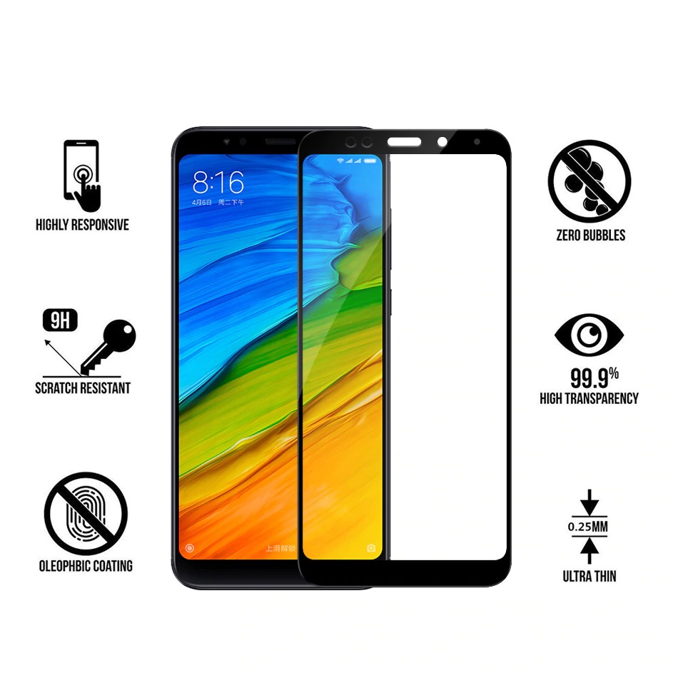 choetech 9h hardness tempered glass screen protector for xiaomi redmi note 5 global - redmi 5 plus