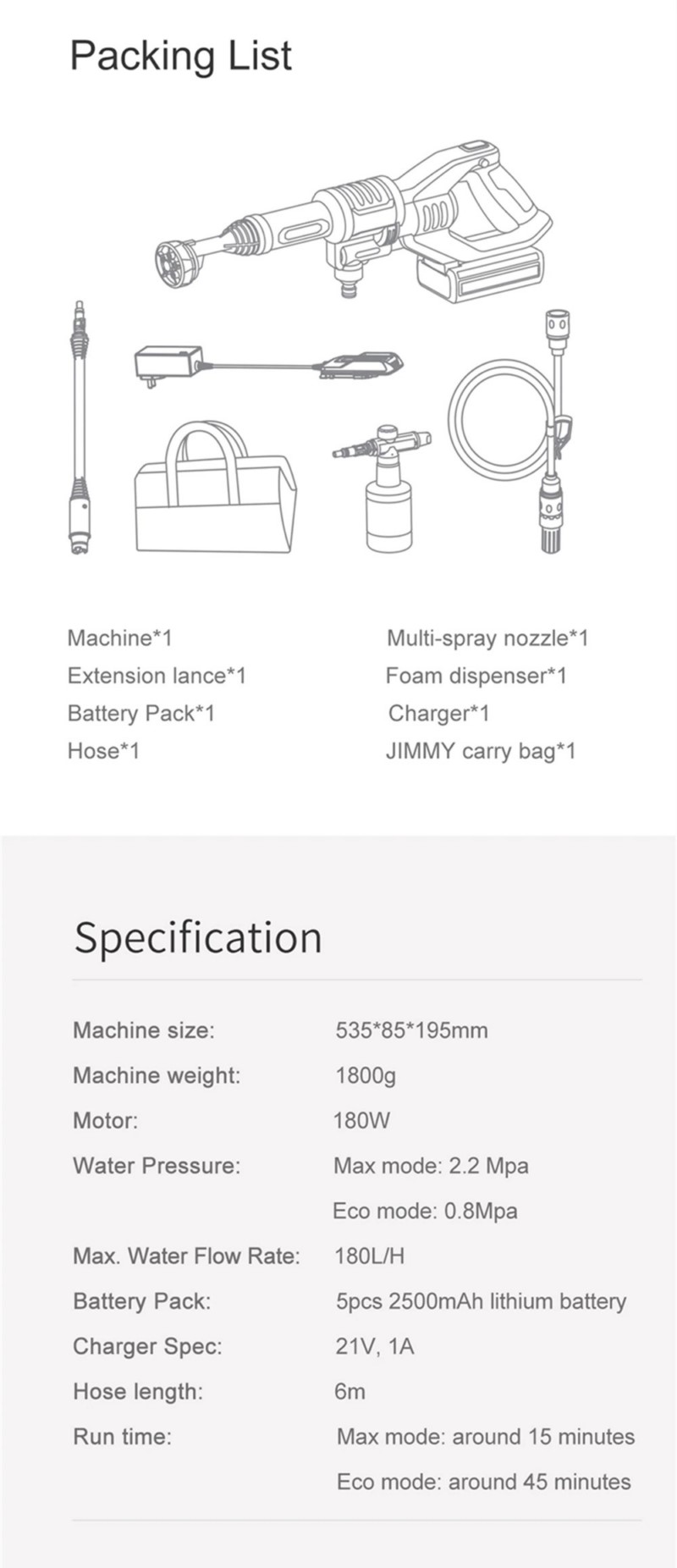 xiaomi jimmy rechargeable high pressure car washer