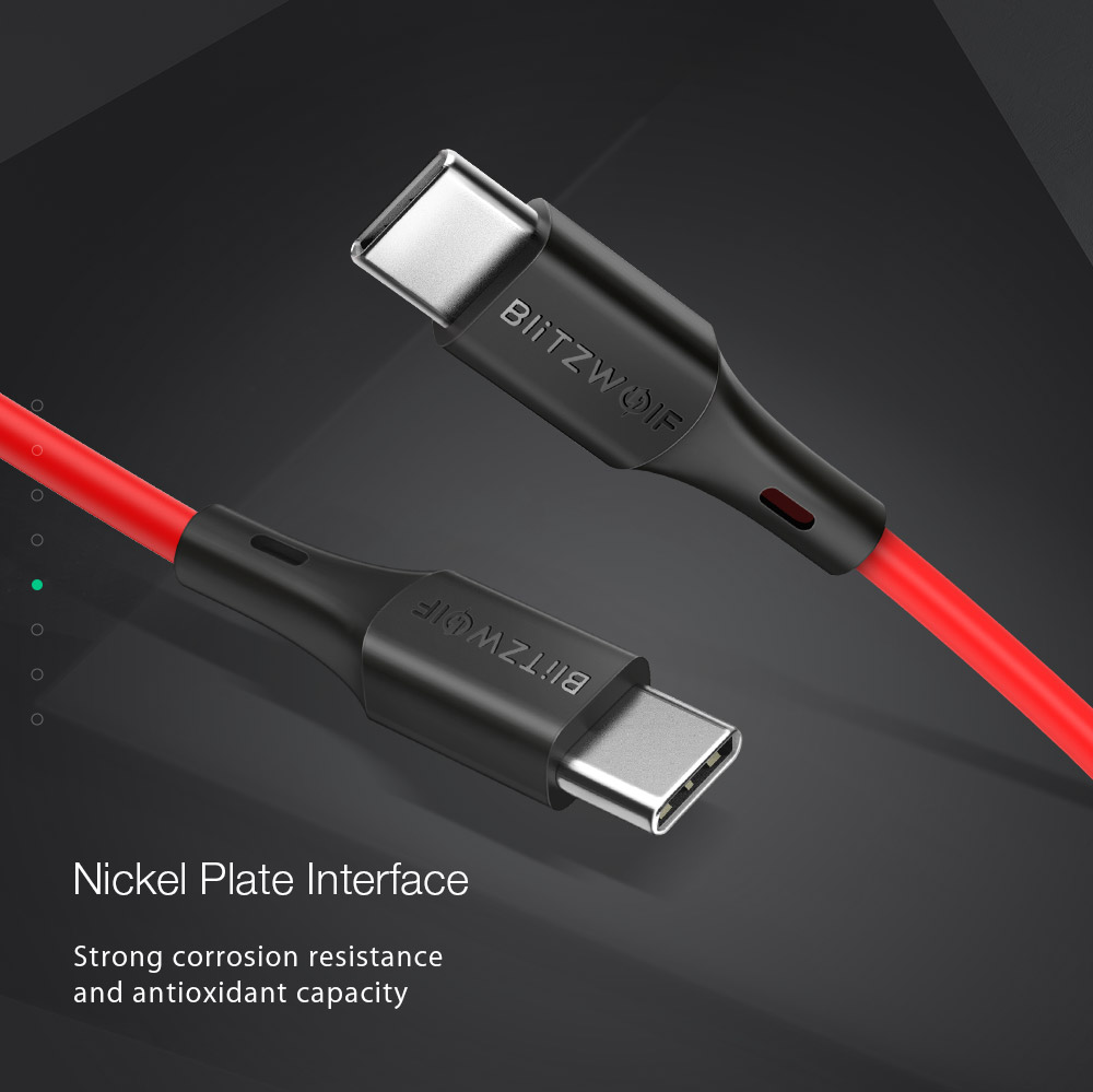 blitzwolf bw-tc17 type-c to type-c 3a 0.91m quick charge 4.0 pd 3.0 sync and charge cable