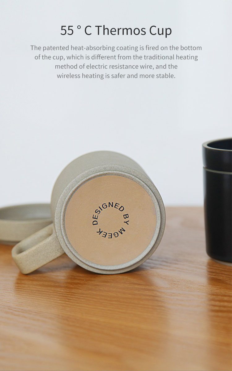 xiaomi vh mgeek wireless fast charger and ceramic mug with tea coffee drink warmer