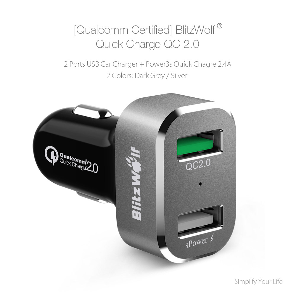 blitzwolf bw-c6 30w qualcomm quick charge qc 2.0 two port usb car charger