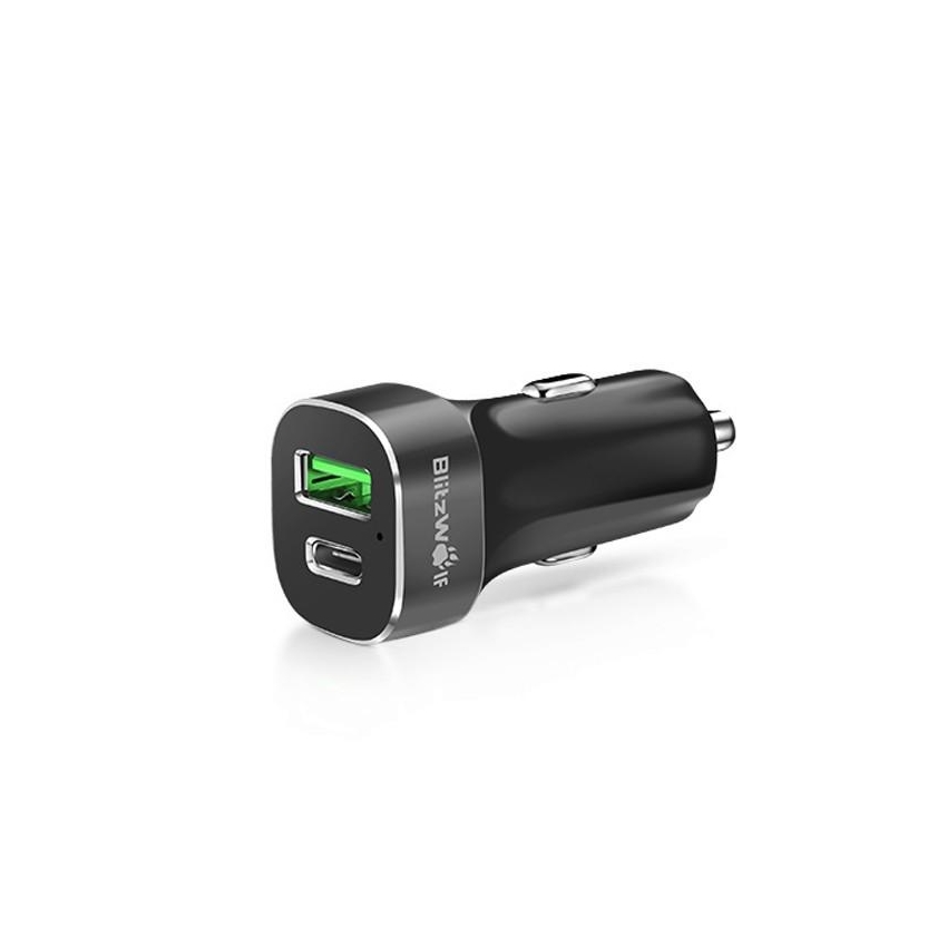 blitzwolf bw-c7 33w qualcomm certified quick charge qc 2.0 type-c and usb port car fast charger