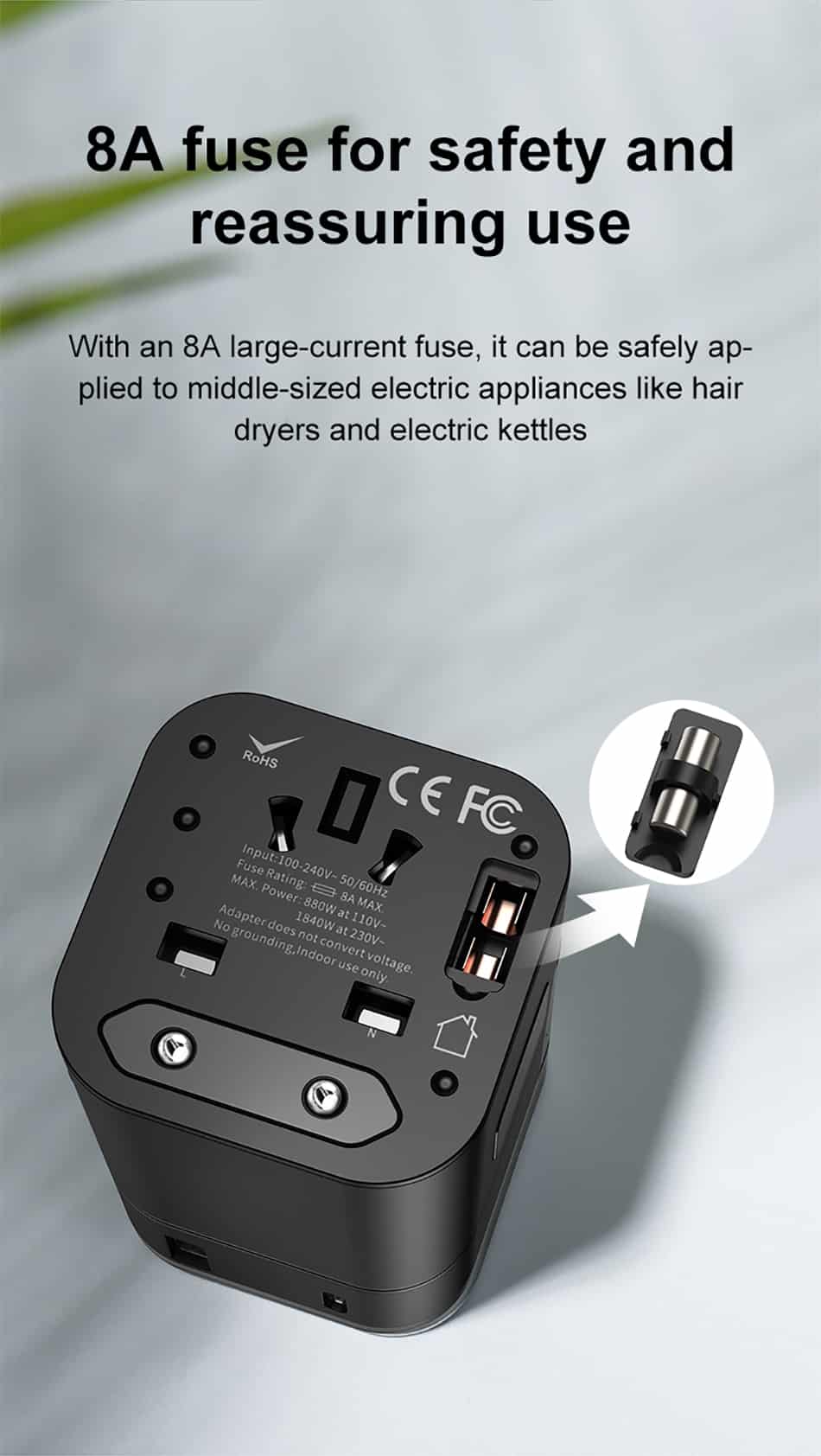 baseus 2-in-1 universal travel adapter with detachable pps quick wall charger