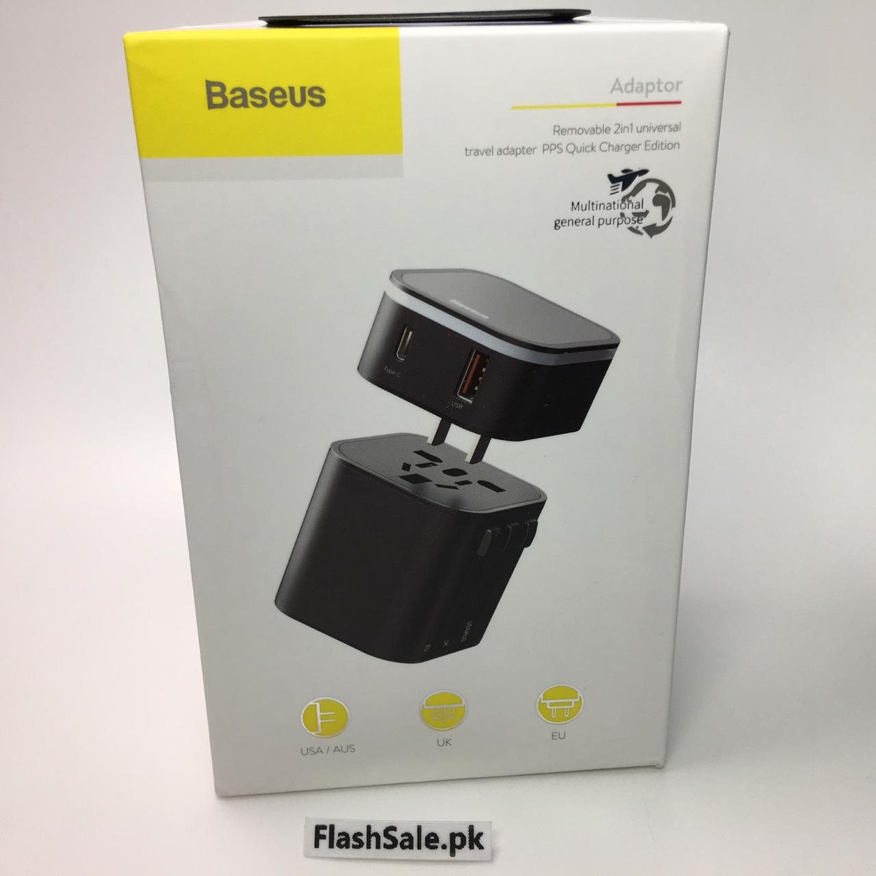 baseus 2-in-1 universal travel adapter with detachable pps quick wall charger