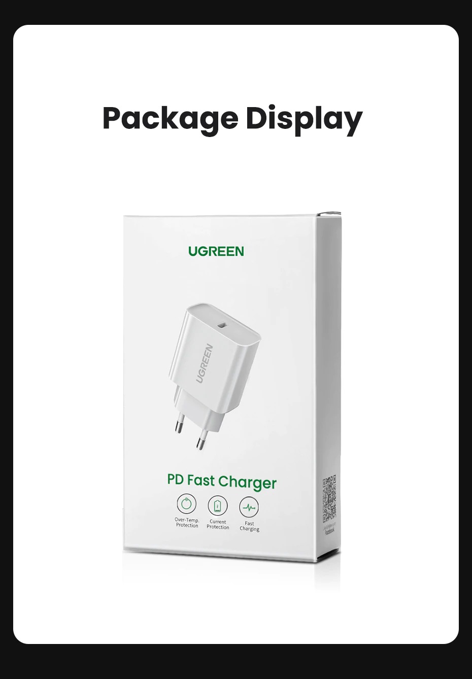 ugreen 20w power delivery 3.0 quick charge 4.0+ fast charging usb type-c wall charger