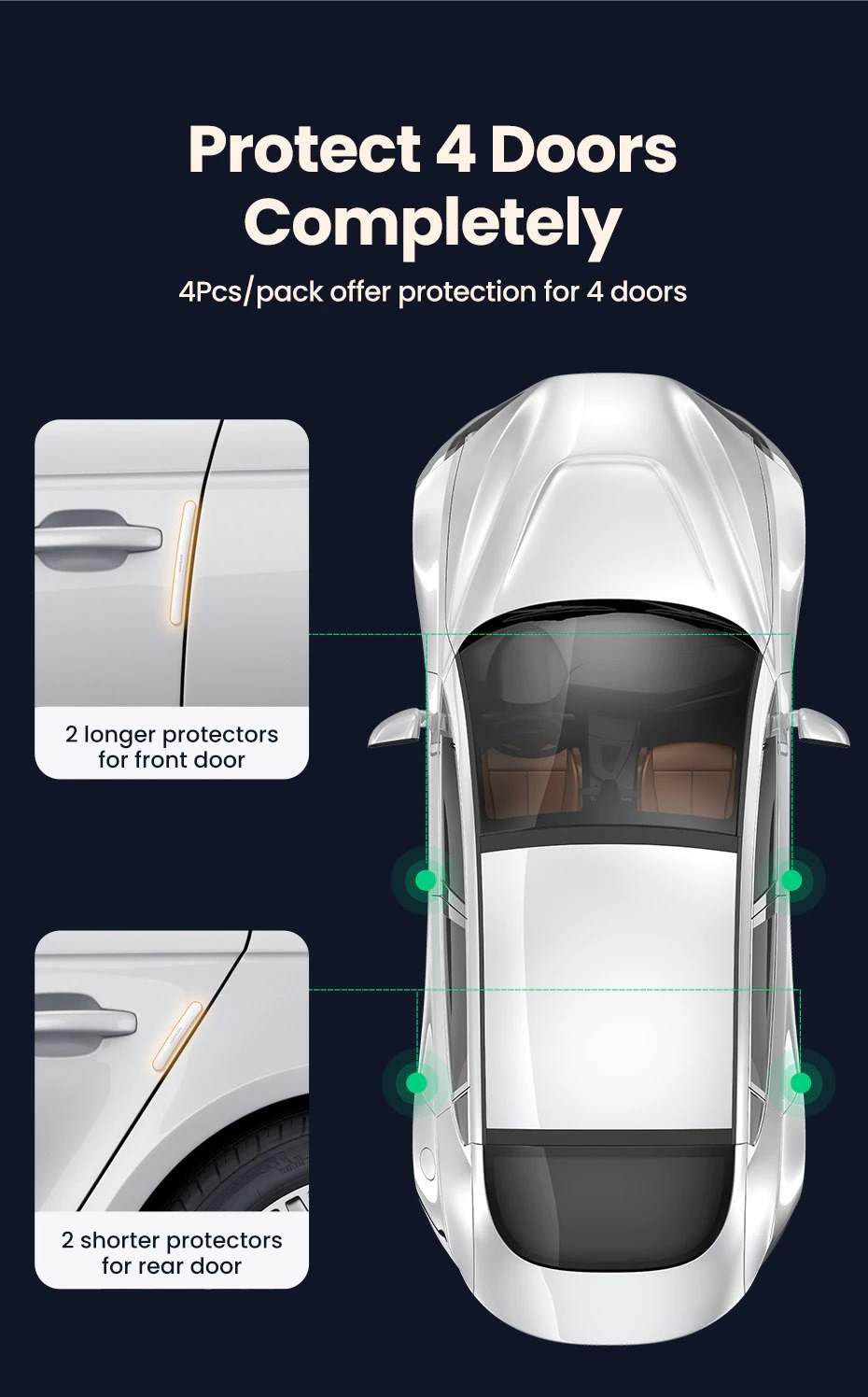 ugreen 4-pcs pvc rubber strips car door protector set