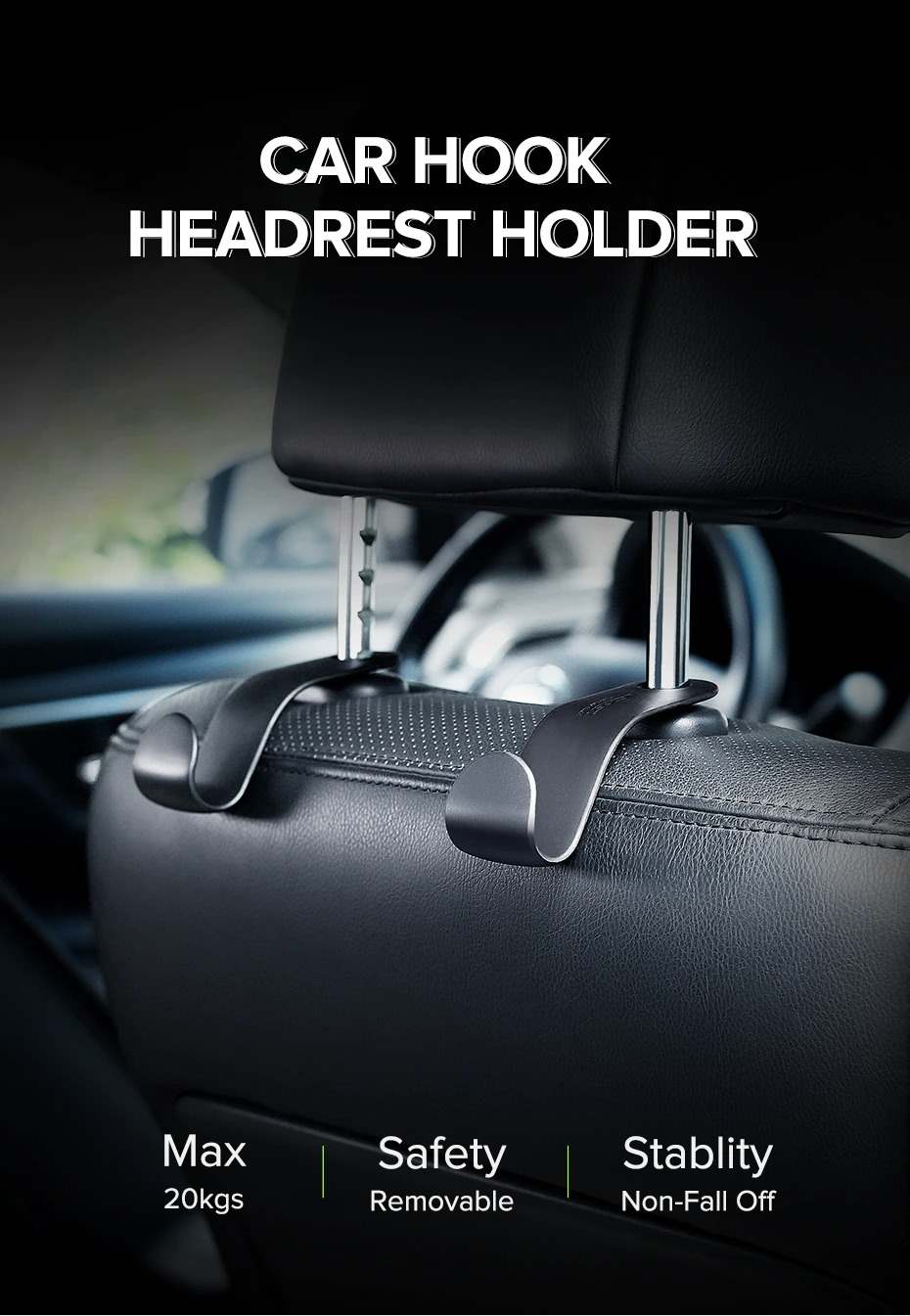 ugreen 2-pcs car seat hanger