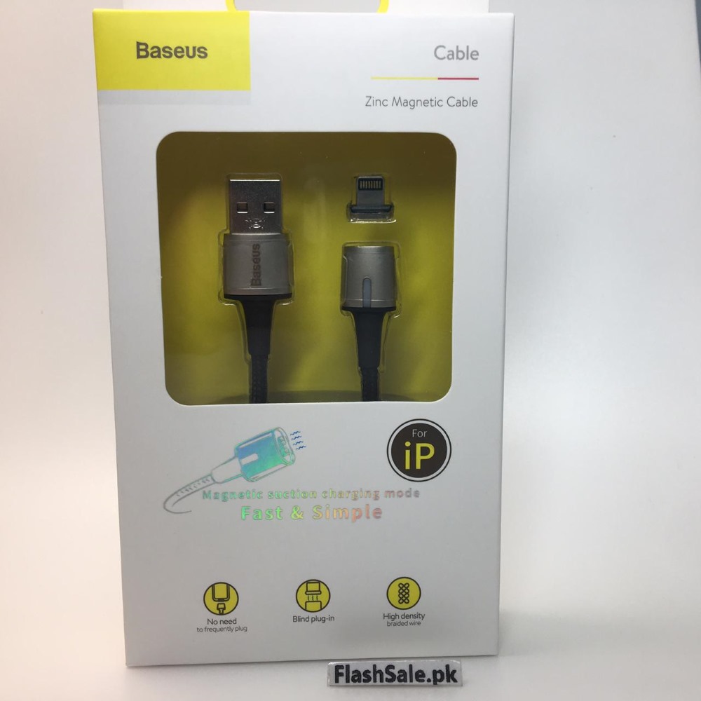 baseus lightning 2.4a fast charging and data sync zinc magnetic braided cable kit