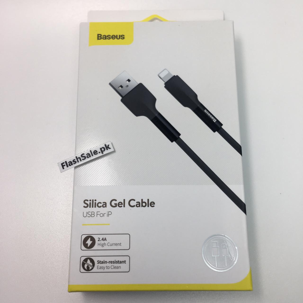 baseus silica gel usb-a to lightning 1m 2.4a fast charging and data sync silicone cable with cable strap