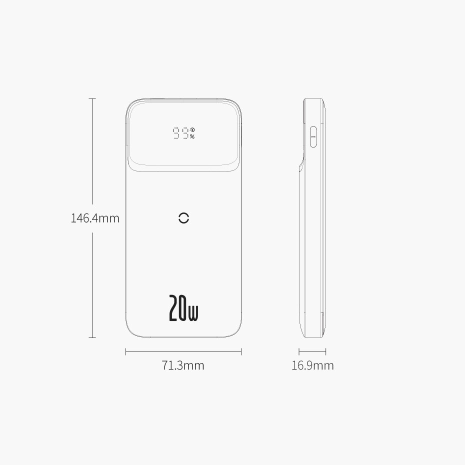 baseus 10000mah 20w magnetic wireless led digital display two-way fast charge magsafe power bank (upgraded 2022 version)